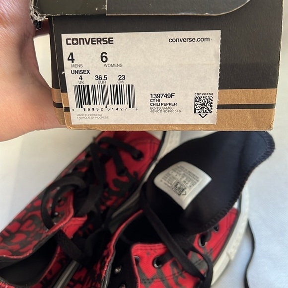 NEW!!! Unisex Converse High Top Chuck Taylor All Star Hi Top Rock Script Red - Picture 10 of 11